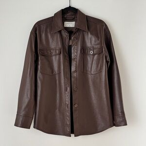 Aritzia Babaton Brown Vegan Leather Shirt Jacket in Size XS